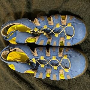Clarks womens Tuvia Melon Adj hiking water sandals Blue Yellow Size 9M US